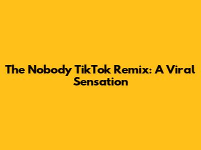 The "Nobody" TikTok Remix: A Viral Sensation