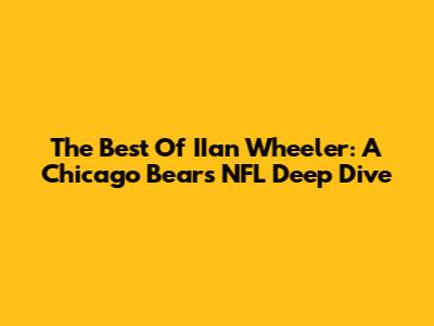 The Best Of IIan Wheeler: A Chicago Bears NFL Deep Dive