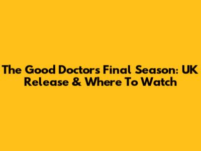 The Good Doctor's Final Season: UK Release & Where To Watch