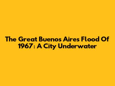 The Great Buenos Aires Flood Of 1967: A City Underwater