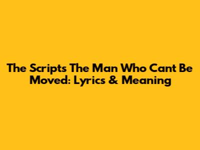 The Script's 'The Man Who Can't Be Moved': Lyrics & Meaning