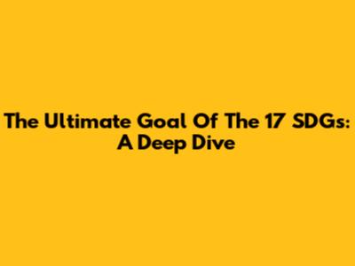 The Ultimate Goal Of The 17 SDGs: A Deep Dive