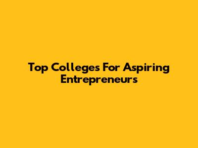 Top Colleges For Aspiring Entrepreneurs