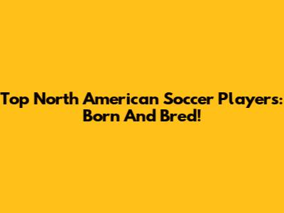 Top North American Soccer Players: Born And Bred!