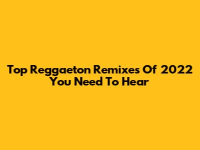 Top Reggaeton Remixes Of 2022 You Need To Hear