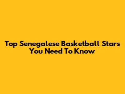 Top Senegalese Basketball Stars You Need To Know