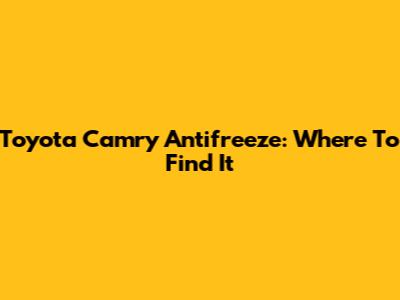 Toyota Camry Antifreeze: Where To Find It