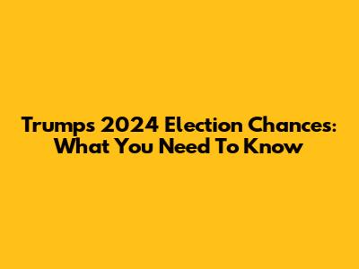 Trump's 2024 Election Chances: What You Need To Know