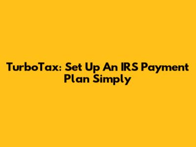 TurboTax: Set Up An IRS Payment Plan Simply