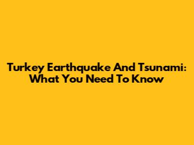 Turkey Earthquake And Tsunami: What You Need To Know
