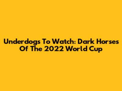 Underdogs To Watch: Dark Horses Of The 2022 World Cup