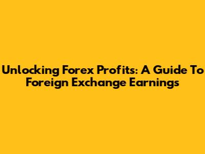 Unlocking Forex Profits: A Guide To Foreign Exchange Earnings