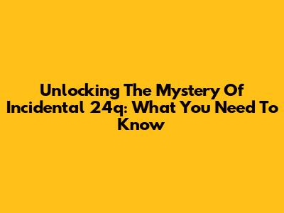 Unlocking The Mystery Of Incidental 24q: What You Need To Know