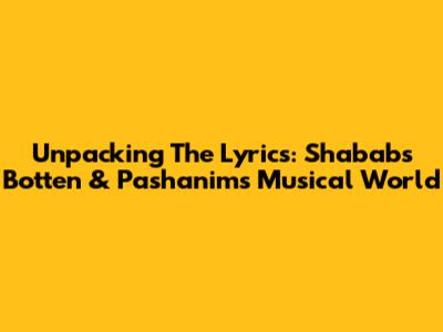 Unpacking The Lyrics: Shababs Botten & Pashanim's Musical World