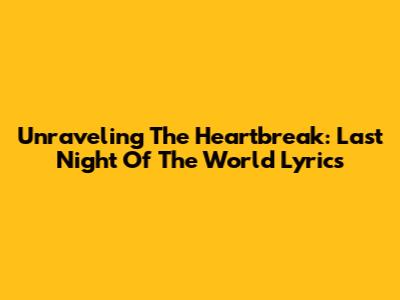 Unraveling The Heartbreak: 'Last Night Of The World' Lyrics