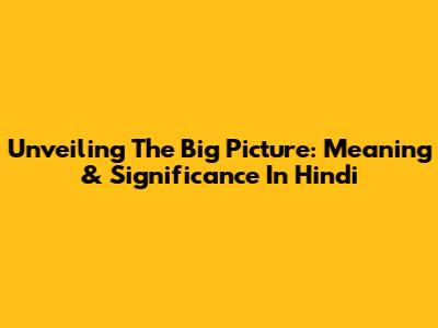 Unveiling 'The Big Picture': Meaning & Significance In Hindi
