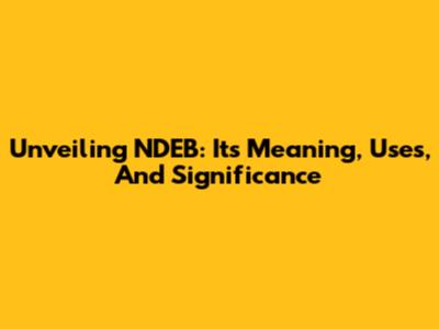 Unveiling NDEB: Its Meaning, Uses, And Significance
