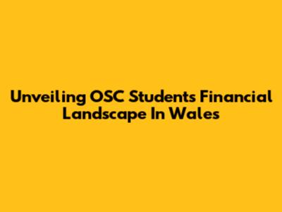 Unveiling OSC Students' Financial Landscape In Wales