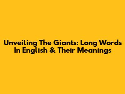 Unveiling The Giants: Long Words In English & Their Meanings