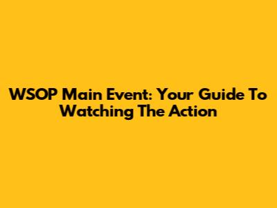 WSOP Main Event: Your Guide To Watching The Action