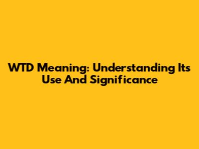 WTD Meaning: Understanding Its Use And Significance
