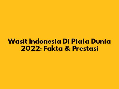 Wasit Indonesia Di Piala Dunia 2022: Fakta & Prestasi