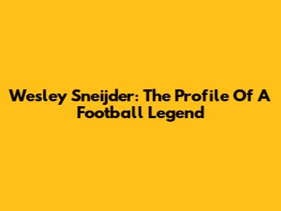 Wesley Sneijder: The Profile Of A Football Legend