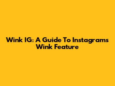 Wink IG: A Guide To Instagram's Wink Feature