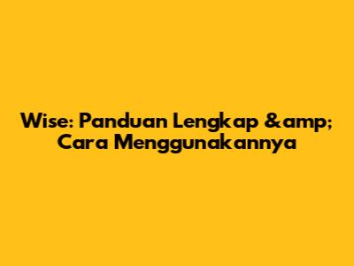 Wise: Panduan Lengkap &amp; Cara Menggunakannya