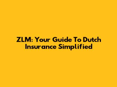 ZLM: Your Guide To Dutch Insurance Simplified