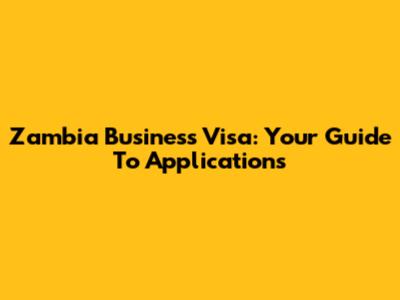 Zambia Business Visa: Your Guide To Applications