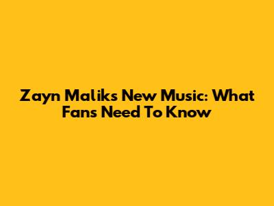 Zayn Malik's New Music: What Fans Need To Know