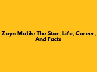 Zayn Malik: The Star, Life, Career, And Facts