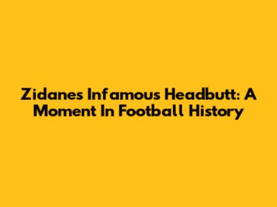 Zidane's Infamous Headbutt: A Moment In Football History
